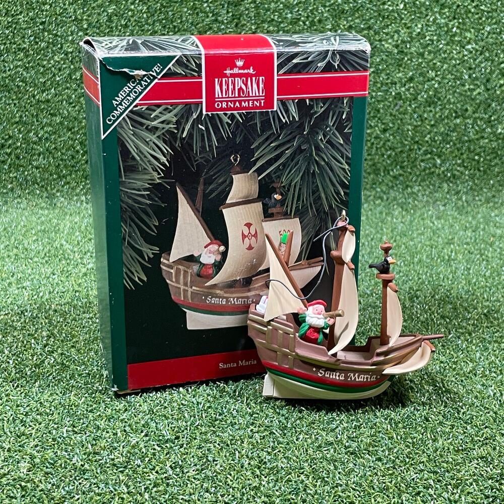 Vintage 1992 Hallmark Keepsake Santa Maria American Commemorative Ornament